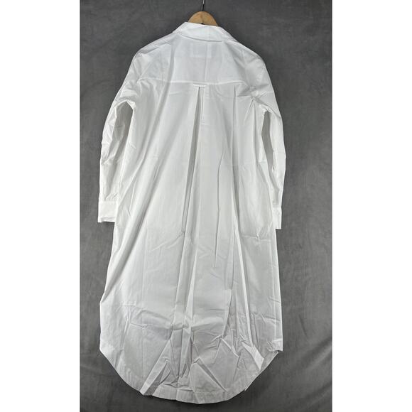Anthropologie Maeve Long-Sleeve Midi Shirt Dress White Button Front Size Medium - Picture 7 of 12